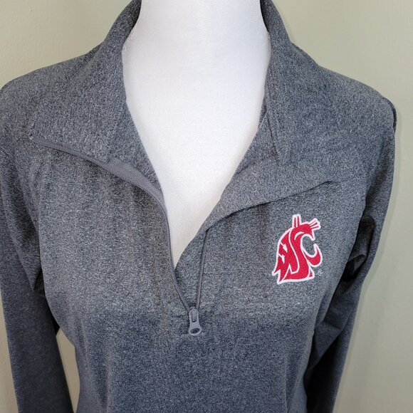 WSU Cougar Quarter Zip Long Sleeve Sweat Jacket Heathered Gray Women's Size M - Picture 7 of 14